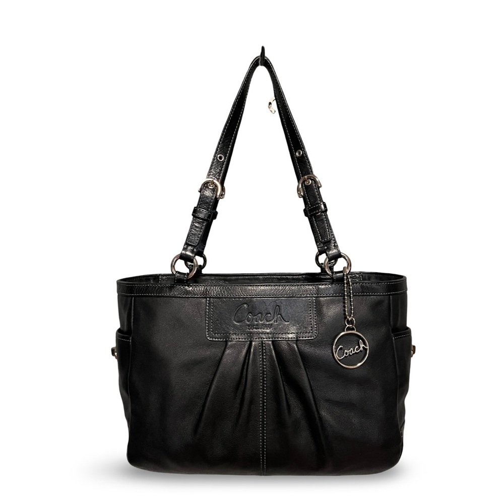 LIKE NEW! Coach Retro East West Pleated Gallery Tote Bag in Black Leather